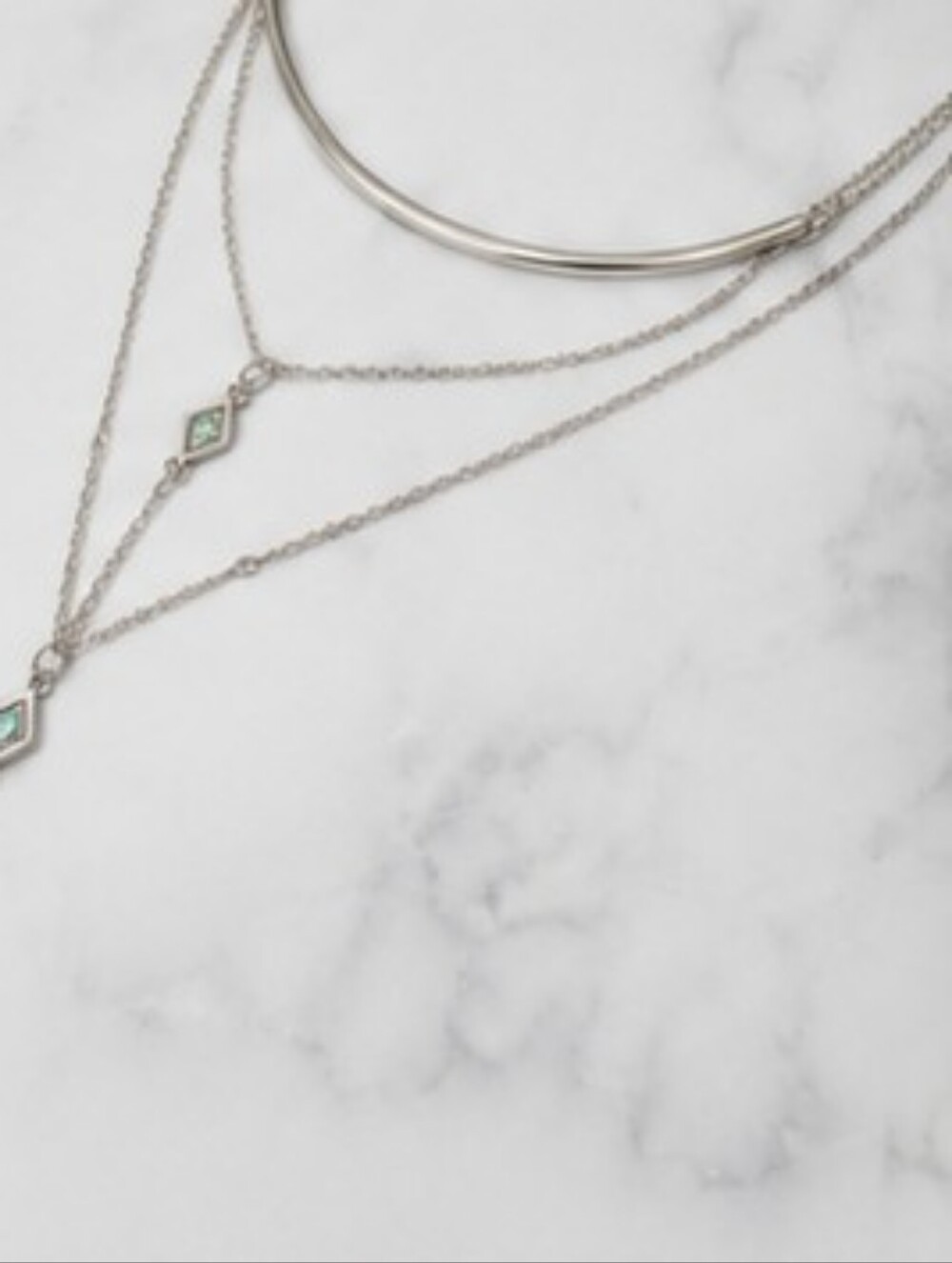 American Eagle Layered Y Drop Lariat Necklace Faux Abalone Silver Tone Boho Y2K - Picture 3 of 5